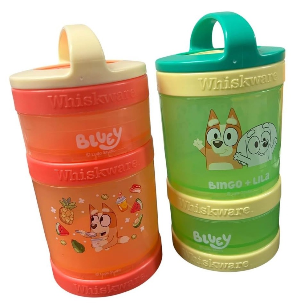 Bluey Snack Container Set of 2 Preowned Whiskware Snack Container Good Condition